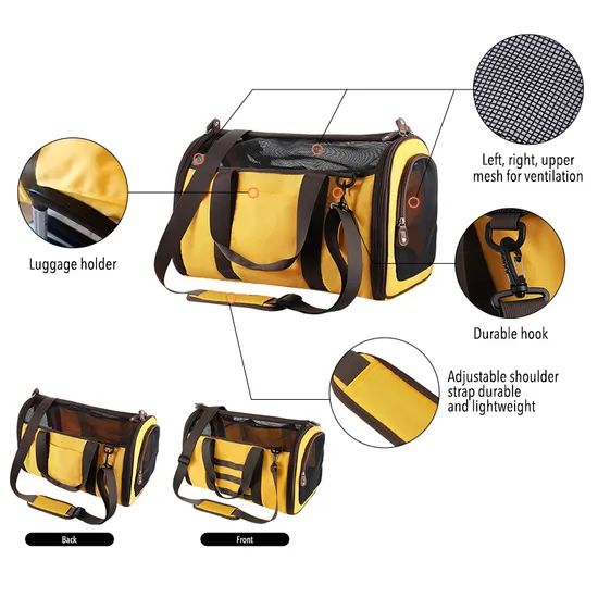 Durable Nylon PU & Polyester Lining Customized Foldable Portable Pet Carrier - Image 5