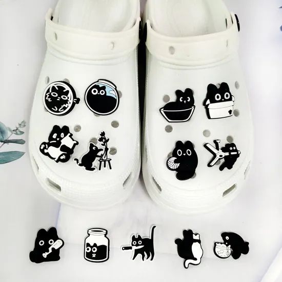 Cartoon Black PVC Soft Rubber Cute DIY Shoe Decorations Origin China Material PVC Style Cartoon Model NO. S-140 Trademark - Image 1