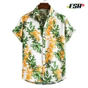 Custom Logo Design Sublimation Print Beach Wear Polyester Button Down Hawaiian Shirt - Image 5