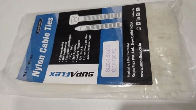 White Supaflex Nylon Cable Ties Color White Brand Supaflex Material Nylon Packet Content 100 Piece Usage/Application Organizes Electrical Cables and Wires by Binding them - Image 2