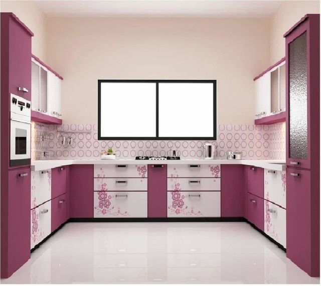 L Shaped Modular Kitchen Material MDF Appearance Modern Kitchen Design L-Shape Surface Texture Smooth Finish Type Powder - Image 1