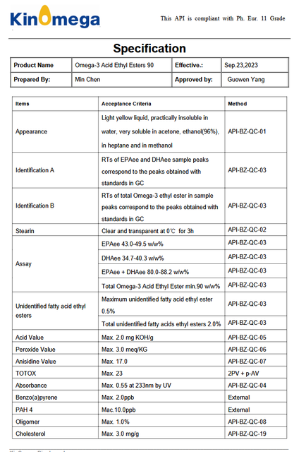 4638EE (Fish Oil, Omega-3 Acid Ethyl Esters, EPA46%+DHA38%) - Image 3