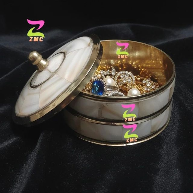 Handcrafted Brass Multi Purpose Box Size Small Weight Light Finish Polished Color Multicolor Shape Cylindrical Packaging Type - Image 2