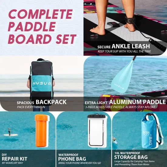 Hysum 10 6FT Inflatable Paddle Board with Complete Accessories for Surfing - Image 6