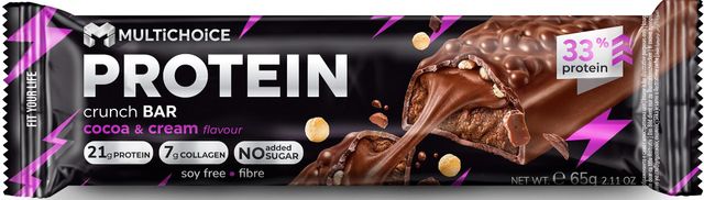 Multichoice Crunch Protein Bar 33%, 65gr Texture Crunchy Collagen Content 7g Protein Content 21g Allergen Free Soy Free Sugar Content No Added Sugar - Image 3