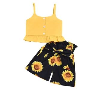 Toddler Baby Girls Top Romper Jumpsuit Sunflower Shorts with Bowknot Esg11824 - Image 5