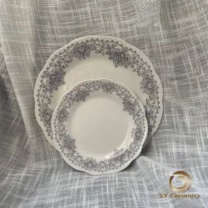 Crown Flower Gary 20PCS Dinner Set Pad Printing Porcelainware Ceramic Tableware Kitchenware - Image 4