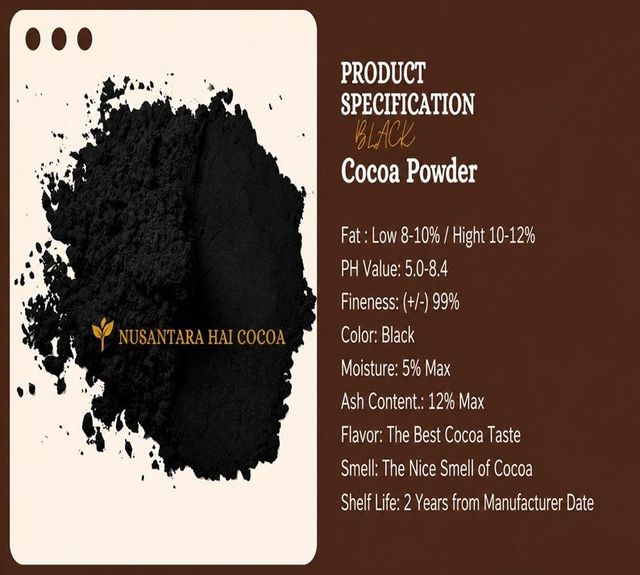 Indonesian Alkalized Cocoa Powder. Ph level 7.0-7.5, fat content 10-12%, moisture max 5%. Packaged in 25 kg kraft paper bag. Halal certified. Ready stock, CIF UAE available. - Image 3