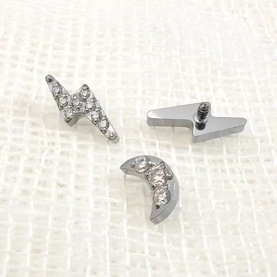 Wholesale Piercing Jewelry Lip Stud Ear Titanium Internal Thread Lip Piercing Moon Lightning Shape Labret Piercing - Image 5