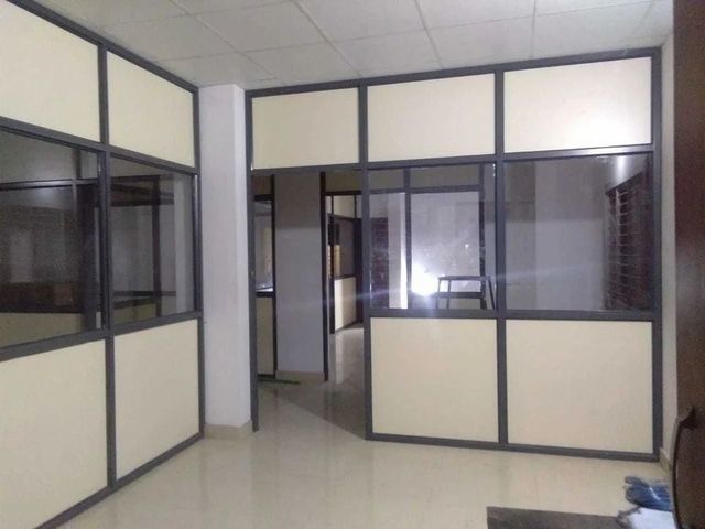 Aluminium Partitions, Slim Profile, Infill Material: Glass Usage Office Glass Type Clear Frame Color Black Glass Thickness 12 - Image 1