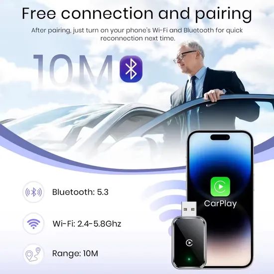 New Style Wireless Carplay Adapter 2 in 1 Android Auto Dongle Adapter - Image 2