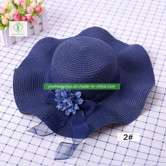 High Quality Fashion Straw Cap Sunscreen Beach Women Hat with Ribbon - Image 3