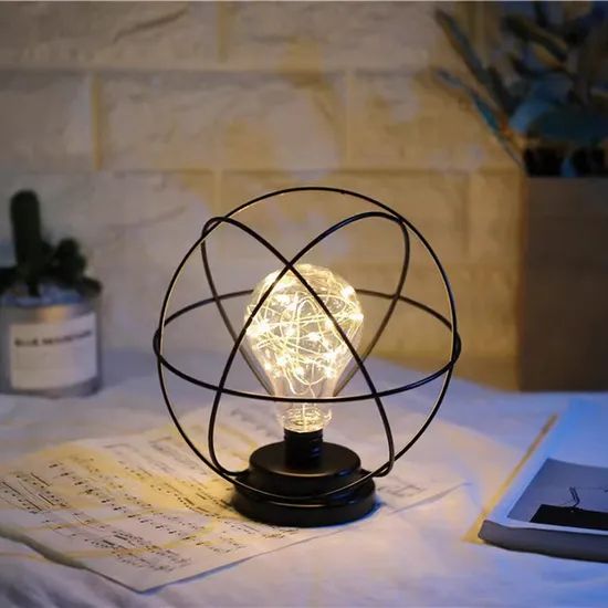 Metal Candleholder with LED String Lights and Bulb - Image 3