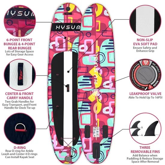 Hysum 10 6FT Inflatable Paddle Board with Complete Accessories for Surfing - Image 3