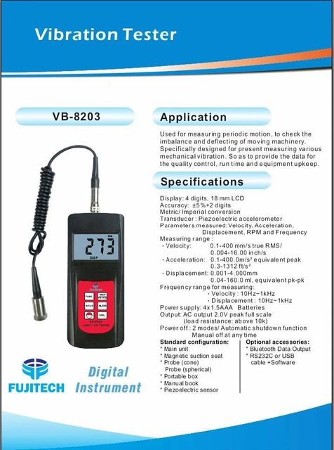 Vibration Meter Display LCD Auto Shut Off Yes Packaging Type Box Data Hold Function Yes Brand Prestige Agencies Usage/Application - Image 3