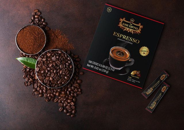 King coffee Espresso instant coffee - Box 100 sticks x2.5g - Image 2