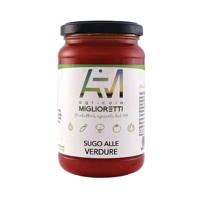 High quality organic tomato and vegetable sauce made in Italy 340g glass jar fresh tomato - Image 1