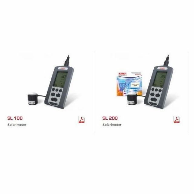 SL 100 and SL 200 Solar Power Meters Packaging Type Box Usage/Application Industrial Dimensions of Cell 30 x 32 mm Accuracy 5 percent - Image 1