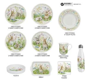 European Style Dinner Plate Easter Dining Set Bunny Gift Ceramic Dinnerware Kitchenware - Image 2