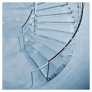 Glass Tread Spiral / Curved Staircase Round Spiral Stairs with Glass Railing - Image 6