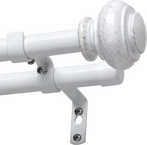 Decorative Finials Double Curtain Rods Adjustable Telescopic Window Rods - Image 3