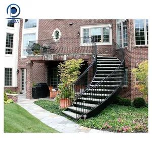 Round Shape Staircase Spiral Stairs with Glass Railing for Outside - Image 4