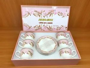 Good Quality New Bone China Cup&Saucer Flower Design Origin China Color Unicolor Pieces 11-20 PCS Model NO. G2097B HS Code 6911101000 - Image 1
