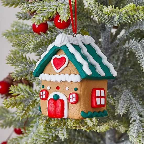 Wholesale Price OEM Manufacturer Personalized Navidad Xmas Hanging Ornaments Gifts Crafts Custom Clay Gingerbread Small House Christmas Tree Decorations Factory - Image 2