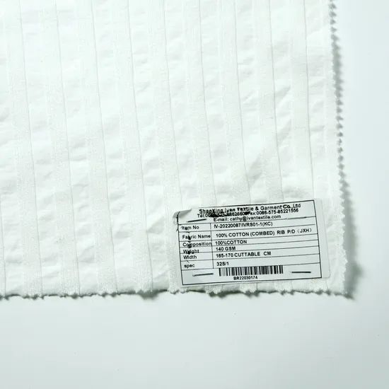 100% Combed Cotton Rib with Jacquard Rib P/D Fabric Width 67" Weight 140GSM Usage Garment Trademark IVAN Feature Organic - Image 2
