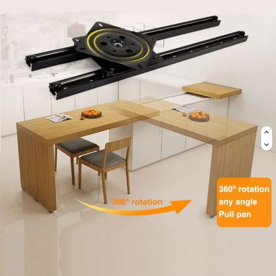 Adjustable Modern Kitchen Island Table Rotating Middle Bar Removable Dining Slide Pull Extension Retractable Table Slide - Image 1
