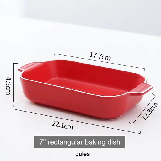 Rectangular Bakeware Set Porcelain Baking Dishes Ceramic Bakeware Plates Baking Round Bowl for Kitchen Custom Green Color - Image 6