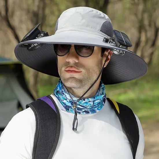 Removable Solar Charging Fan Outdoor Sunshade Cap - Image 2