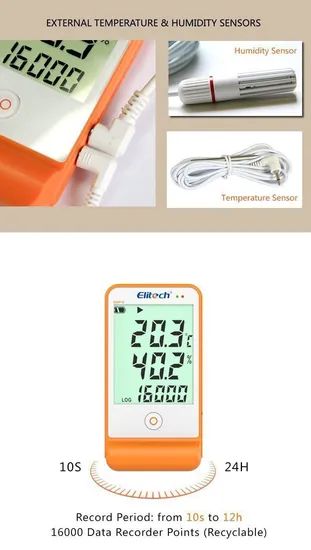 Elitech Gsp-6 Large LCD Display Temperature and Humidity Data Logger with External Sensors - Image 4