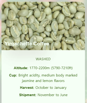 Ethiopian Yirgacheffe Organic Arabica Green Coffee Beans | Washed | Fairtrade | FOB Djibouti - Image 2