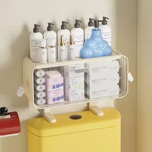 Plastic Wall Mounted Storage Rack Bathroom Storage Shelf Drawer Storage Rack - Image 3