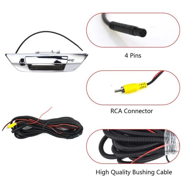 EnruigeOK For Toyota Hilux Revo 2015-2021 Chrome Tailgate Handle Rear View Backup Camera - Image 4