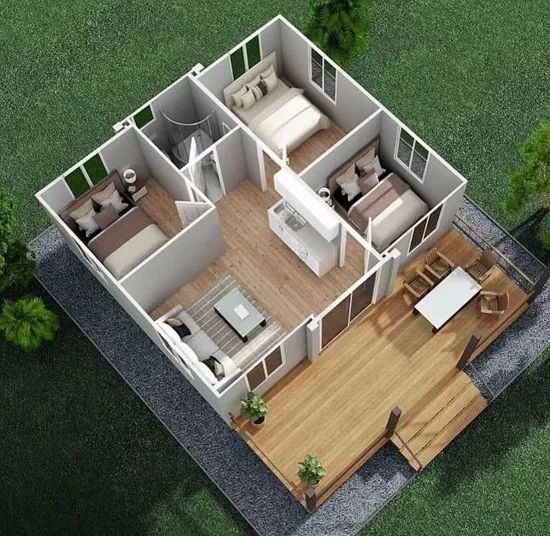 3 Bedrrom Light Steel Framing Structure Expandable Container Home Villa - Image 1