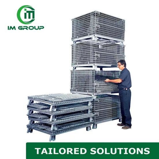 Industrial Storage Collapsible Stacking Rigid Mesh Wire Container Storage Cage - Image 4