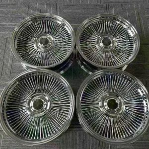 26 Inch Gold Wire Wheel Chrome Wheels Spoke Rims with Custom Center Caps - Image 5