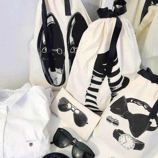 Custom Cotton Pouch Promotional Cloth Canvas Drawstring Gift Sock Short Travel Bag - Image 2
