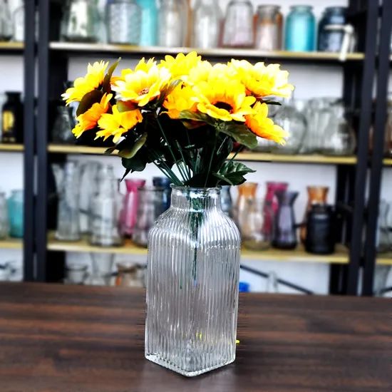 Home Decoration Square Creative Hydroponic Clear Glass Vase - Image 5