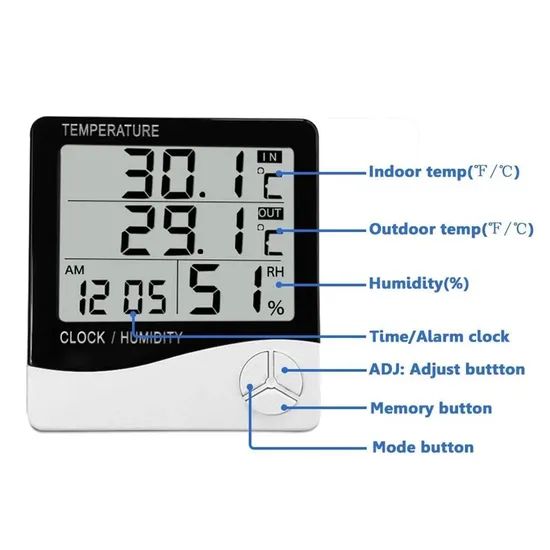 HTC- 2 LCD Digital Temperature Humidity Meter Indoor Outdoor Thermometer Hygrometer - Image 3