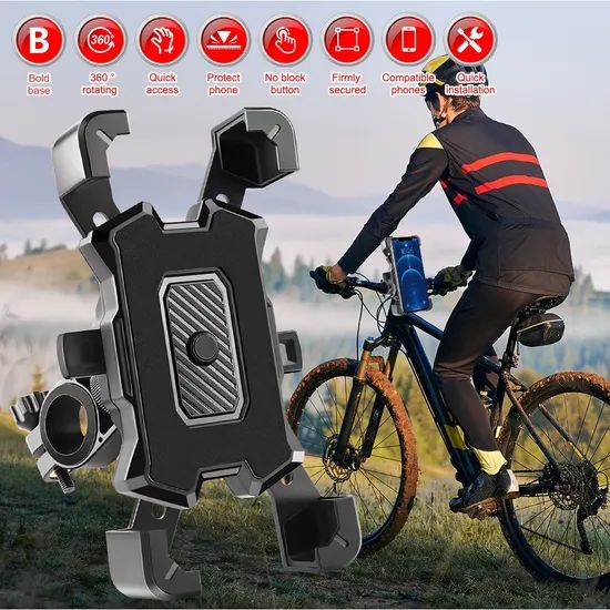 Bicycle Motorcycle Handlebar Rearview Mirror Cell Mount Bracket Mobile Phone Holder - Image 6