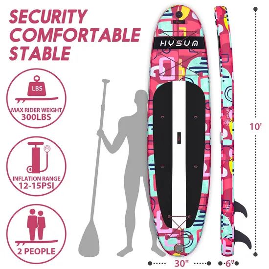 Hysum 10 6FT Inflatable Paddle Board with Complete Accessories for Surfing - Image 4