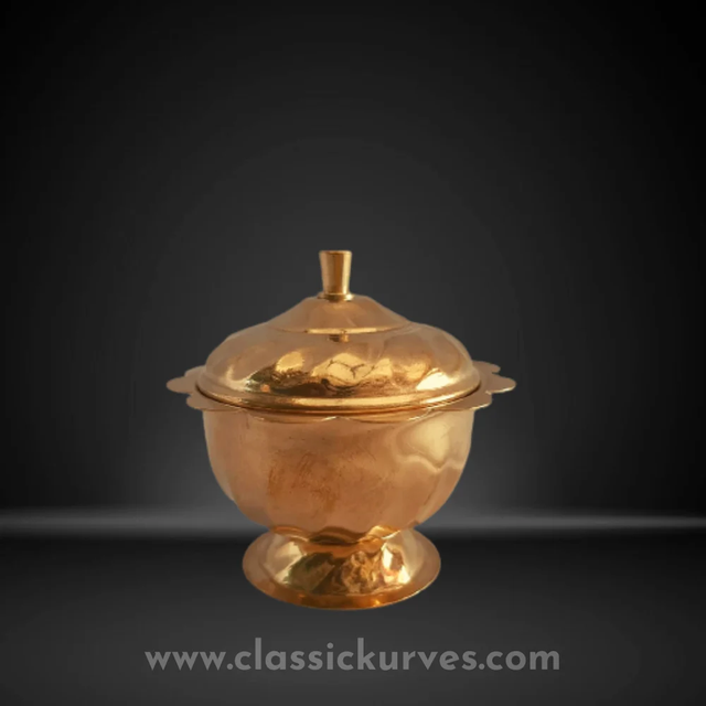 Golden Brass Roli Chawal brass container, For Home Color Golden Material Brass Weight 30 g, 30g Brand Classickurves Usage/Application - Image 1