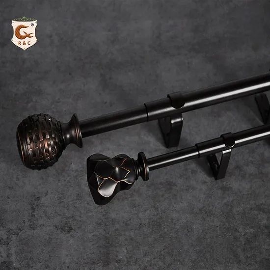 Manufacture Home Decorative 28mm Extendable Curtain Rods Set Color Black Origin China Trademark R&C Material Metal Type Curtain - Image 3