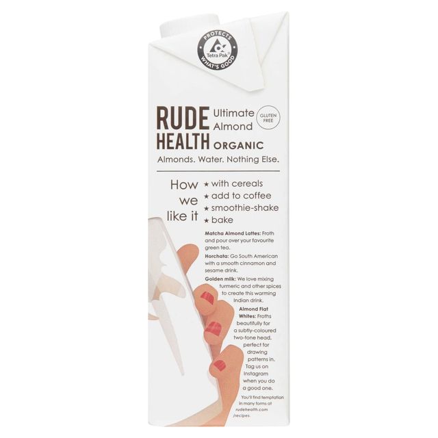 Natural Rude Health Almond Drink For Coffee Cereal Smoothies And Everyday Serving With A Light Texture – product photo 3, product detail gallery