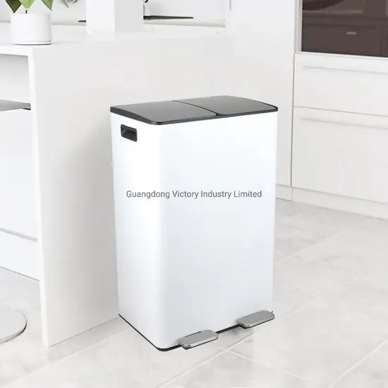 60L 2-Compartment Pedal Trash Can Stainless Steel Pedal Trash Can Foot Step Garbage Recycle Dustbin - Image 1