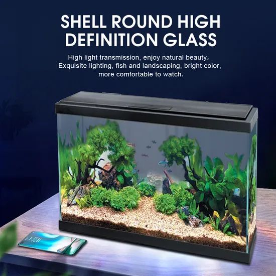 Mini Plastic Rectangular Fish Tank Desktop Landscape Ecological Aquarium Ornamental Small Fishbowl Desktop Self-Circulation - Image 4