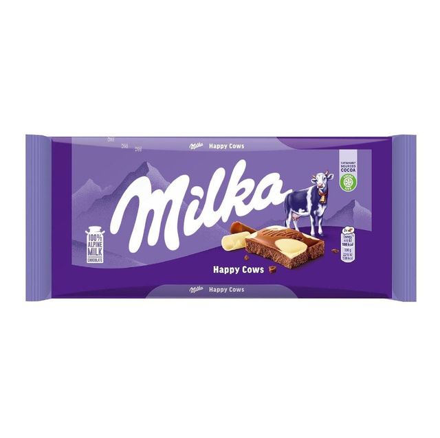 Premium Quality Milka Happy Cow Milk and White Chocolate Bar 100g - Image 4
